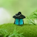 Mini lanterne lumineuse en résine, accessoire de déco pour micro paysage et succulentes. - Lampe tempête bleue lumineuse
