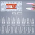 Tabella di misura dettagliata per forme doppie per unghie French stiletto, 15 misure e 150 pezzi - Stampo Stiletto Lungo 05 (150 Pezzi)
