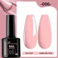 Vue détaillée du vernis à ongles gel rose Misscheering, finitions brillante et mate - 006 (Rose Sakura)