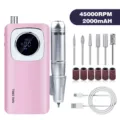 Pink portable electric nail drill machine 45000 RPM with digital display and bits - Pink (V4)