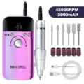Professional 45000RPM electric nail drill set with 2000mAh battery for manicure art - Iridescent Purple (V6)
