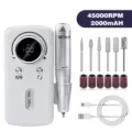 Professional 45000RPM portable electric nail drill machine with 2000mAh battery - White (V1)