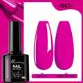 Détail du vernis gel UV LED magenta montrant les finitions top coat brillant et mat - 038 (Magenta)