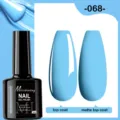 Vernis semi-permanent bleu ciel 068 avec finitions top coat brillant et mat - 068 (Bleu Ciel)