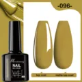 Vue détaillée du vernis à ongles jaune moutarde #096 avec finitions brillante et mate. - 096 (Jaune Moutarde)