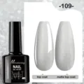 Vernis à ongles gel pailleté argent Misscheering #109 en finitions mate et brillante - 109 (Paillettes Fines Argent)