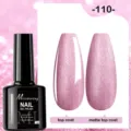 Vernis à ongles pailleté rose montrant des finitions brillantes et mates de top coat - 110 (Paillettes Roses)