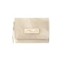 Élégant portefeuille bifold beige pour femmes de style coréen avec rabat texturé - Blanc Cassé