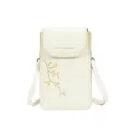Sac à bandoulière blanc cassé élégant avec broderie florale et texte Love Yourself - Blanc