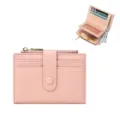 Petit portefeuille rose anti-RFID pour femme avec multi-emplacements et fermeture éclair - Rose