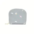 Petit porte-cartes RFID bleu clair avec motifs de méduses et coquillages marins - Bleu