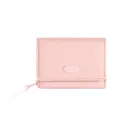 Portefeuille rose classique à trois volets pour femme avec texture grainée élégante - Rose