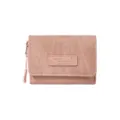 Portefeuille compact rose pour femme de style coréen avec fentes de cartes et zip. - Rose