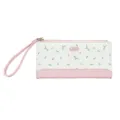 Portefeuille long floral élégant pour femmes rose et blanc avec dragonne pratique - Rose