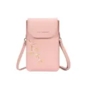 Sac de téléphone rose élégant avec broderie florale et slogan Love Yourself - Rose