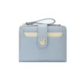 Petit portefeuille bleu clair pour femme avec motif lapin gaufré et fermeture éclair - Bleu
