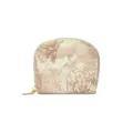 Porte-cartes accordéon à imprimé fleuri beige avec protection RFID et fermeture éclair. - Abricot