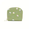 Joli portefeuille zippé thème monde marin avec motifs méduses et coquillages vert clair. - Vert