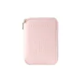 Porta passaporto RFID in pelle rosa con design skyline goffrato per viaggi - Rosa
