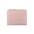 Portefeuille rose en cuir texturé pour femme avec protection RFID et fermeture éclair - Rose
