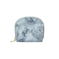 Porte-cartes RFID vintage avec élégant imprimé floral bleu et fermeture éclair dorée - Bleu