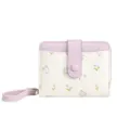 Portefeuille élégant motif tulipe lavande avec dragonne amovible pour femme - Violet