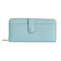 Portefeuille long pour femme en bleu clair avec texture élégante en similicuir grainé - Bleu