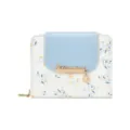Portefeuille pliant pour femme avec rabat bleu clair et imprimé floral blanc élégant - Style Contrasté Imprimé Feuilles / Bleu