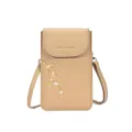 Sac à bandoulière kaki élégant avec broderie florale et sangle réglable pour femme. - Abricot