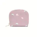 Porte-cartes RFID rose avec fermeture éclair et motif mignon de méduse et coquillage - Violet