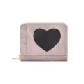 Portefeuille rose pour femme en denim synthétique avec fenêtre cœur et fermeture éclair - Rose Pourpre
