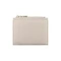 Petit portefeuille RFID pour femme en cuir grainé beige avec fermeture à glissière - Blanc Cassé