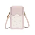 Cute lavender bear touch-screen phone bag for women with Love Yourself print - Purple