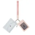 Élégant ensemble porte-cartes 2-en-1 et mini porte-monnaie avec dragonne bleu et rose - Bleu + Rose