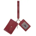 Eleganter roter 2-in-1 Kunstleder-Kartenhalter und Mini-Geldbeutel mit Handschlaufe - Rot