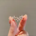 Elegant silver floral brooch with sparkling marquise-cut crystals for dress neckline - Three Flowers Style (310#)