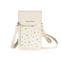 Elegant cream small crossbody phone bag for women with yellow floral pattern and modern flap - Apricot