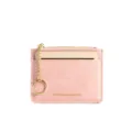 Piccola borsa per carte in ecopelle rosa con anello portachiavi dorato e chiusura lampo sicura - Rosa