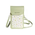 Chic light green floral crossbody phone bag with adjustable strap for modern women - Green