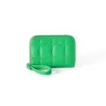 Porte-cartes vert compact avec surpiqûres en vagues et fermeture éclair pour femmes - Vert Lumineux