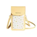 Stylish yellow floral mini crossbody phone bag with touch screen back and shoulder strap - Yellow