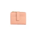Porte-cartes élégant rose matelassé pour femmes avec fermeture éclair et plusieurs fentes - Style Tirette en Métal / Rose