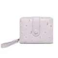 Petit portefeuille lavande pour femmes avec imprimé floral de marguerites blanches - Violet
