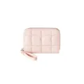 Petit porte-cartes matelassé rose avec motif à vagues, fermeture éclair et dragonne - Rose