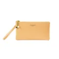 Élégant portefeuille long en cuir grainé beige pour femme avec breloques cœur et perle - Chameau