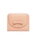 Elegant pink short wallet for women featuring a sweet bow decoration and U-shaped stitching - Pink