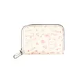 Porte-cartes accordéon crème avec illustration de chat mignon et fermeture éclair rose - Rose