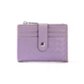 Élégant portefeuille violet à texture tressée pour femme avec fentes pour cartes et zip - Violet