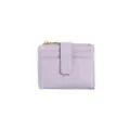 Elégant portefeuille matelassé fin violet lavande pour femme avec fentes pour cartes et zip - Style Tirette en Métal / Violet