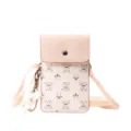Mini sac à bandoulière pour téléphone avec motif d'ours mignon en rose poudré - Style Imprimé Ours Rose et Blanc / Crème